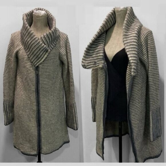 Elisabetta Grey Alapa Wool Zip Sweater Cardigan size large - Picture 1 of 12